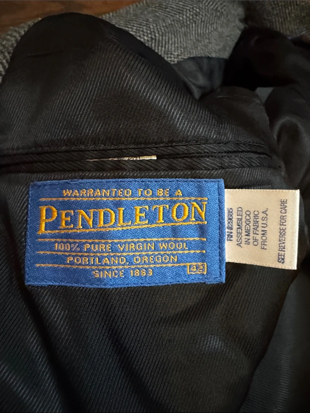 VTG Pendleton Gray Herringbone Wool Western Blazer 42R